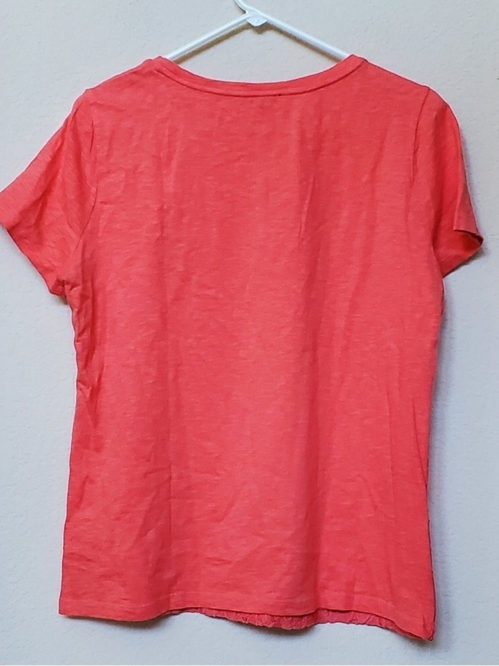 Talbots Coral Lace Front Short Sleeve Tee - Picture 2 of 2